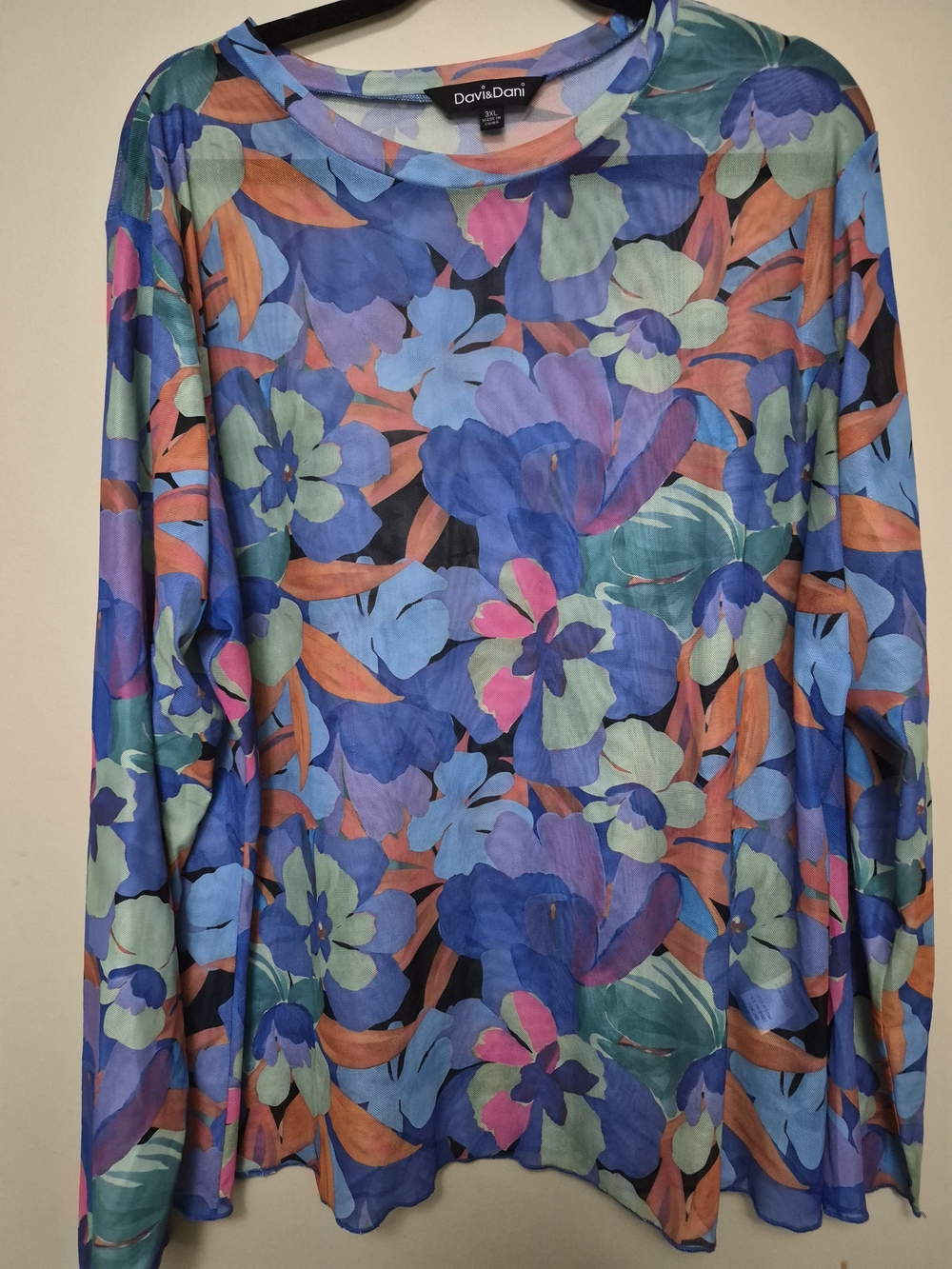 DAVI & DANI Women’s Long-Sleeve Floral Top - Blue/Green/Orange/Pink